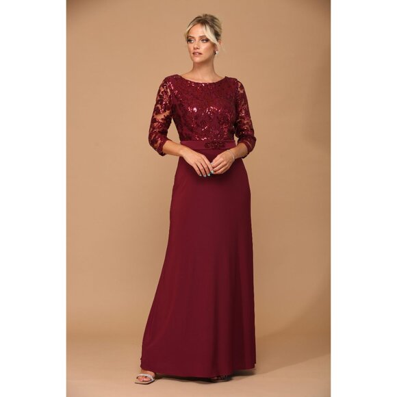 Eva USA #3163 NEW Jersey Chiffon Sequins Formal Gown-SIZE 4X-BURGUNDY - Picture 2 of 3
